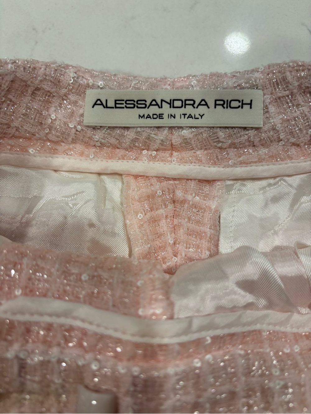Alessandra Rich Pink Tweed High-Waist Shorts - Picture 3 of 4
